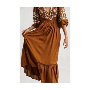 Holiday 2021 Anthropologie Let Me Be Embroidered Open-Back Maxi Dress